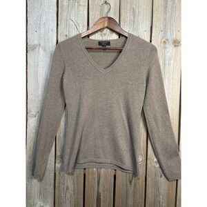 Charter Club‎ Luxury 100% Cashmere V-Neck Sweater Taupe Brown XS WPL8046